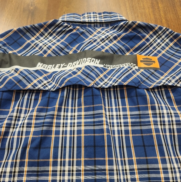 Harley Davidson HD Performance Men's Button Down Shirt Vented Plaid SS Blue L - Picture 7 of 7